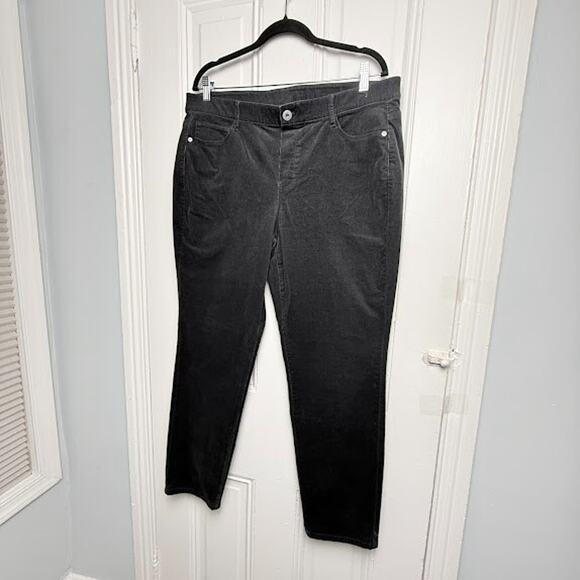 J Jill Corduroy Womens Large Black Tapered Zip Fly Pocketed High Rise NWT Winter - Picture 1 of 9